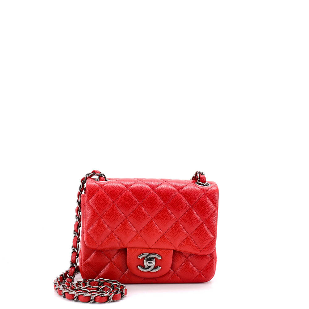 Chanel Mini Square Classic Single Flap Bag Quilted Caviar